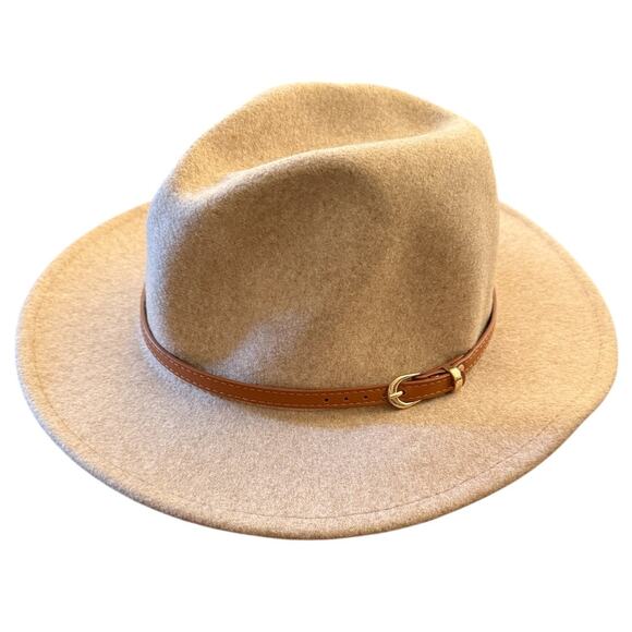 Altar'd State Wool Blend Beige Cream Tan Brimmed Hat Buckle Trim OS - Picture 7 of 8